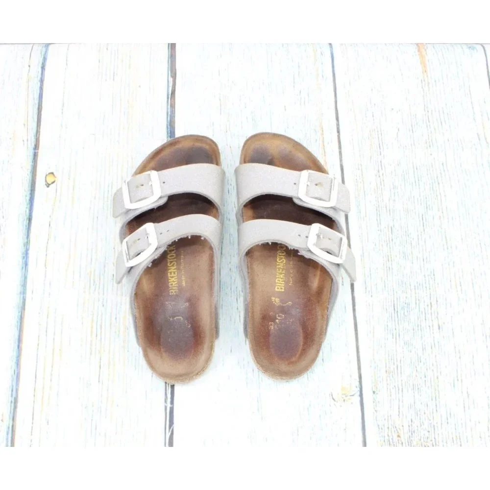 *Birkenstock Arizona Gray Nubuck 2 Strap Buckle Sandals Shoes Size EU 32 - Picture 6 of 10